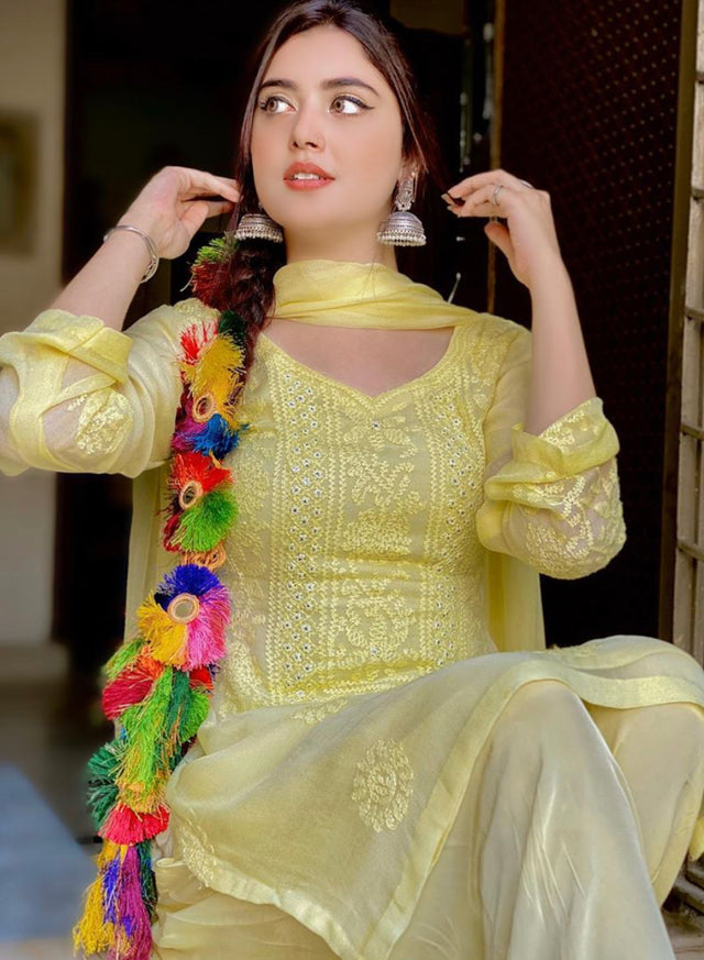 Shadow Sheesha Gala Work & Chikenkari 2 Pcs Dress KS 1123489