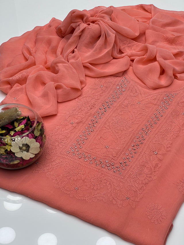 Shadow Sheesha Gala Work & Chikenkari 2 Pcs Dress KS 1123489