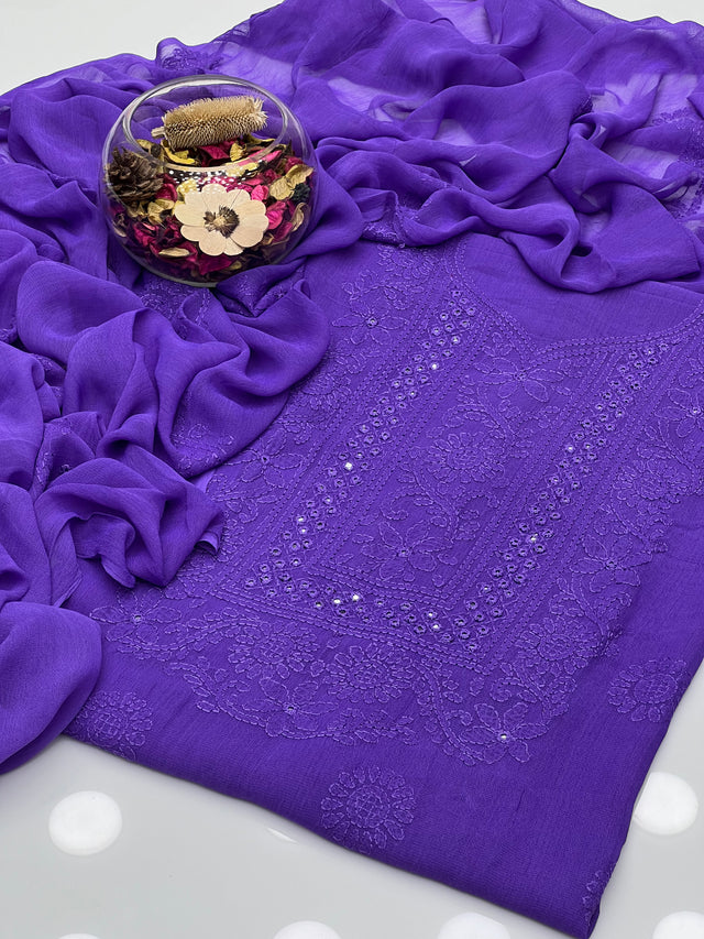 Shadow Sheesha Gala Work & Chikenkari 2 Pcs Dress KS 1123489