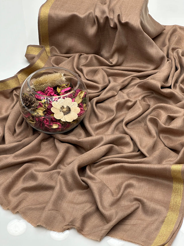 Pure Pashmina With Zari Border Shawl. KS1123461