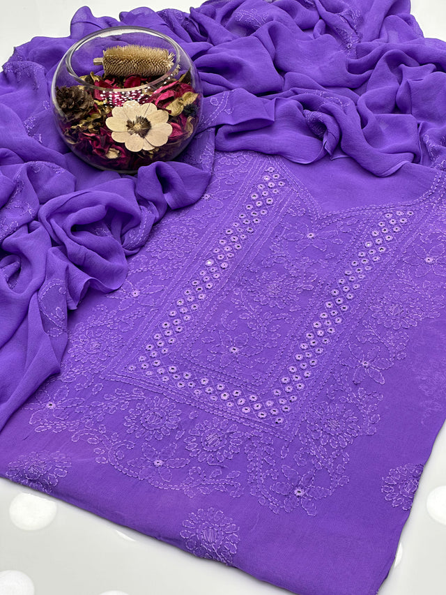 Shadow Sheesha Gala Work & Chikenkari 2 Pcs Dress KS 1123489