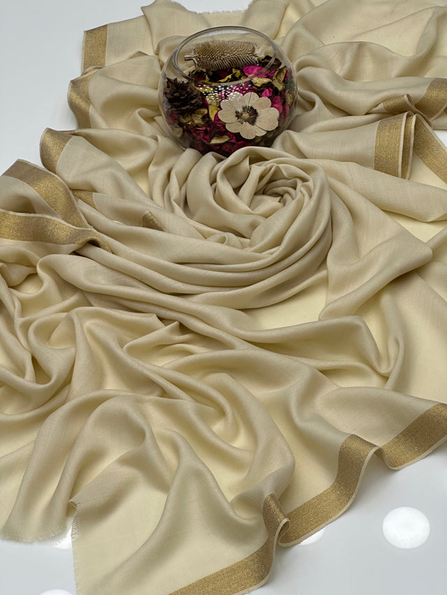 Pure Pashmina With Zari Border Shawl. KS1123461