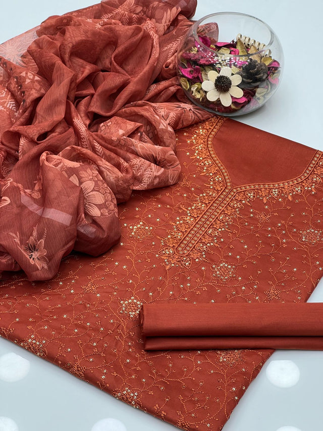 Handwork Zari Beads & Gotta Work On Khaddi Net KS0523176