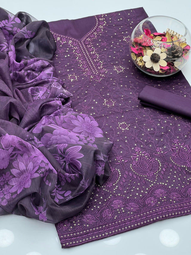 Handwork Zari Beads & Gotta Work On Khaddi Net KS0523176