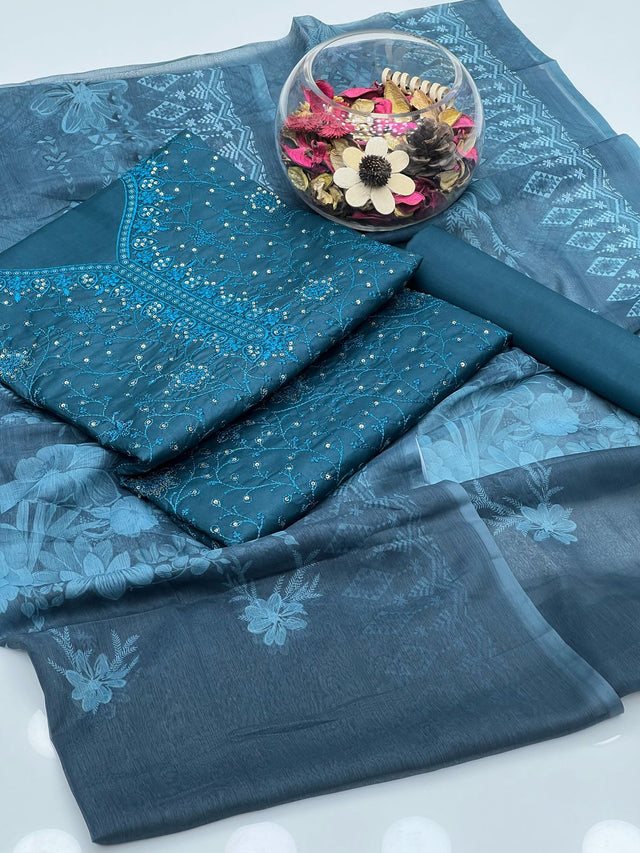Handwork Zari Beads & Gotta Work On Khaddi Net KS0523176