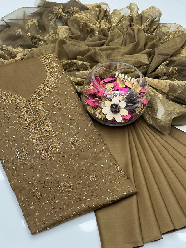 Handwork Zari Beads & Gotta Work On Khaddi Net KS0523176