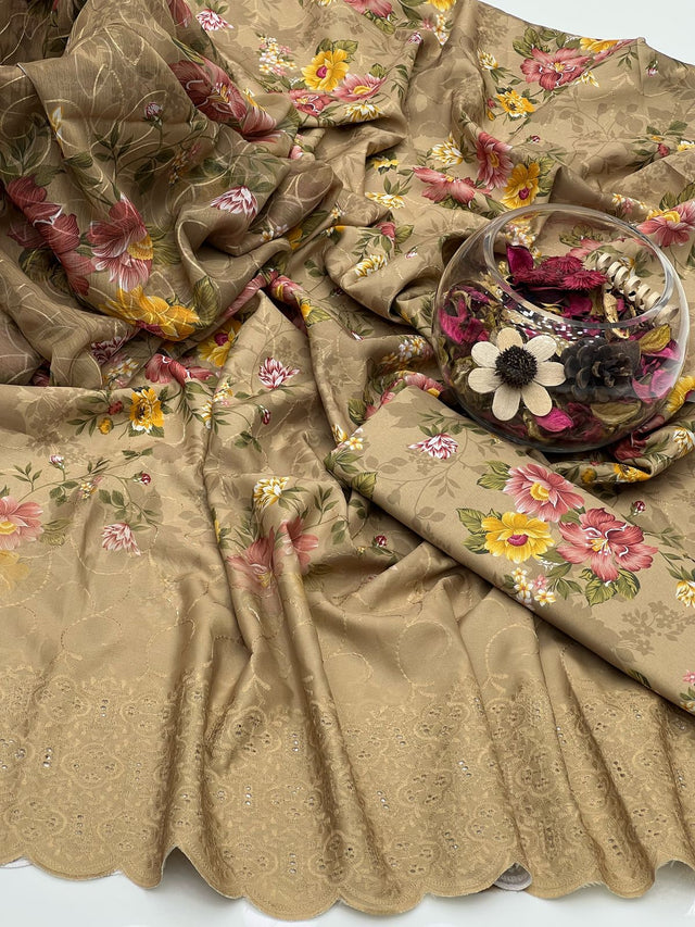 Soft Cotton Computer Multi Sindhi Embroidery KS0523192