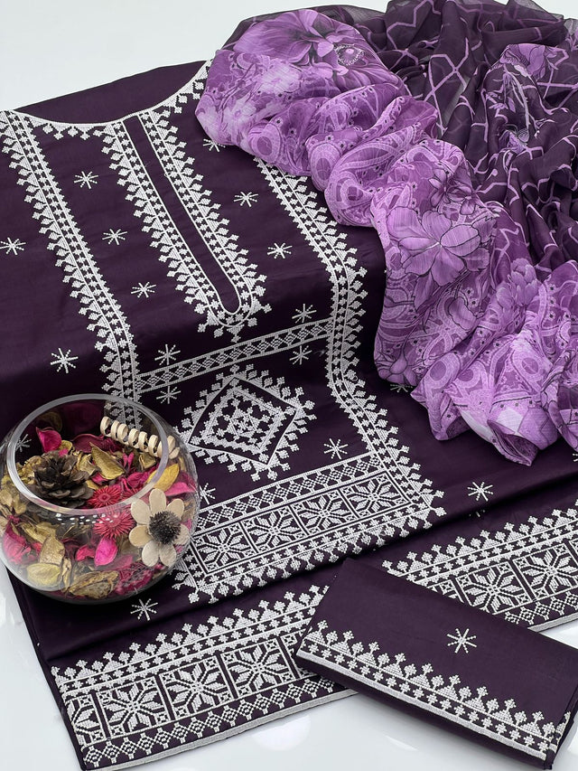 Organza Net Cross-Stitch & Sequence Full Jall Embroidered KS0623204
