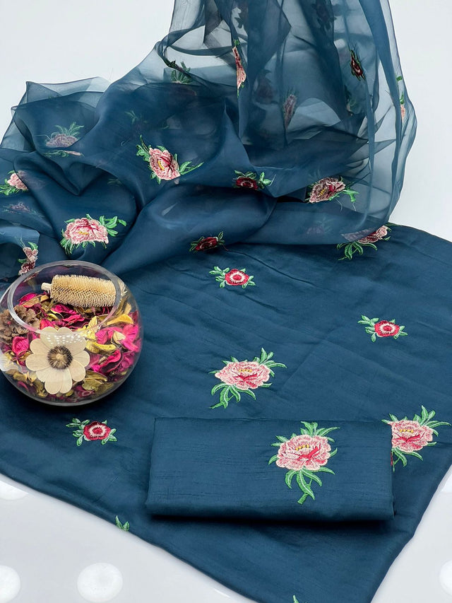 Indian Raw Silk Multi Embroided Bunches KS1023407