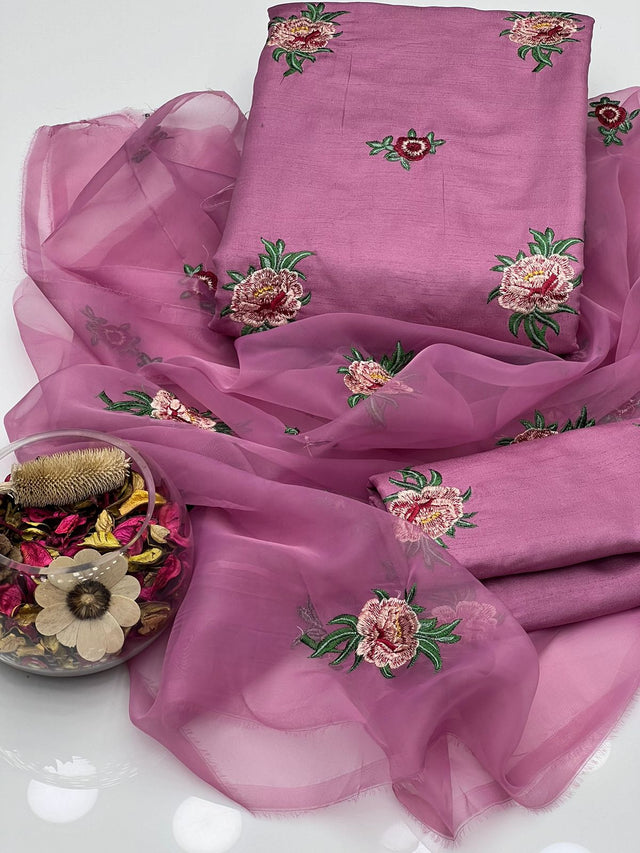 Indian Raw Silk Multi Embroided Bunches KS1023407
