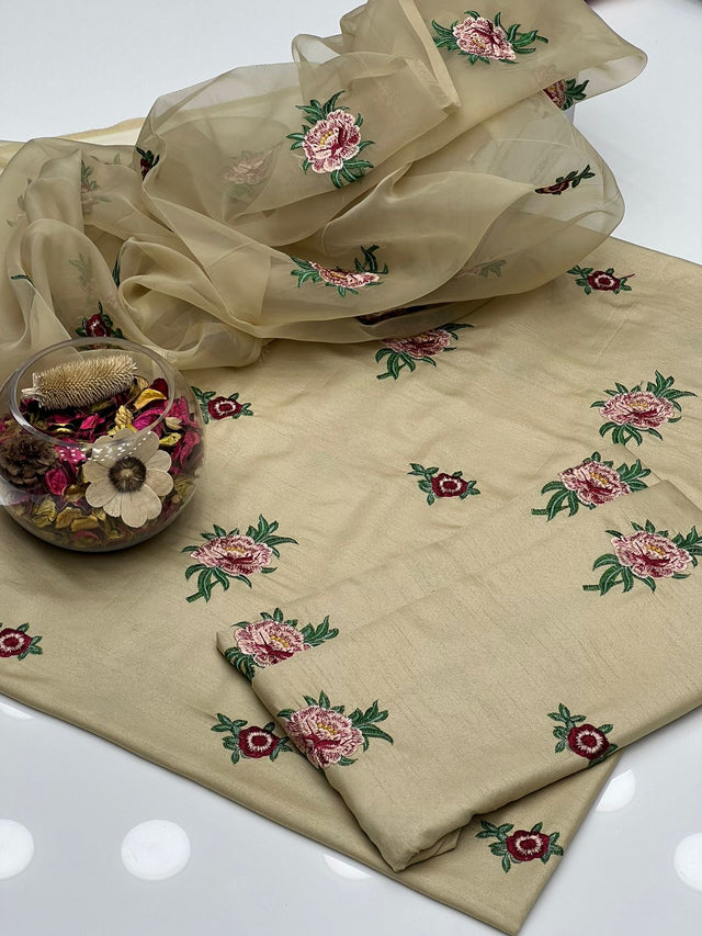 Indian Raw Silk Multi Embroided Bunches KS1023407
