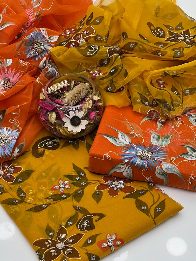 Peach Leather Digital Floral Print KS1023412