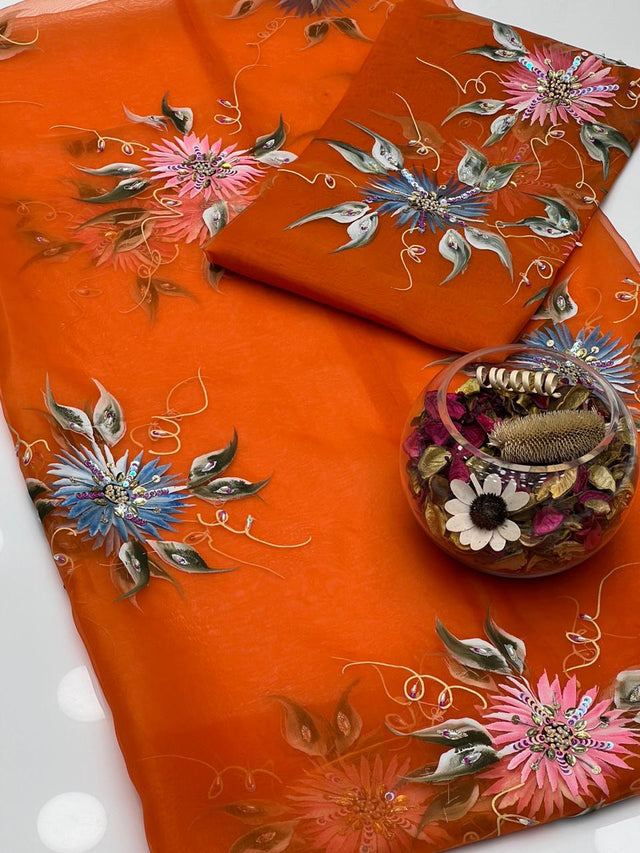 Peach Leather Digital Floral Print KS1023412