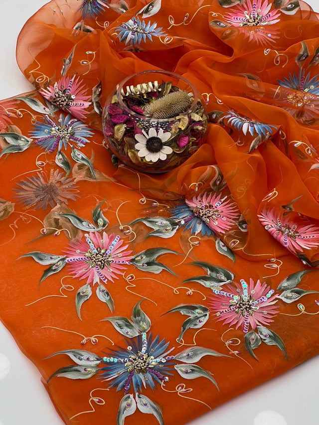 Peach Leather Digital Floral Print KS1023412