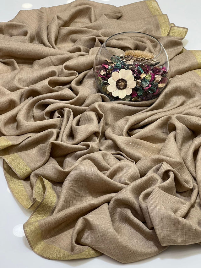 Pure Pashmina With Zari Border Shawl. KS1123461