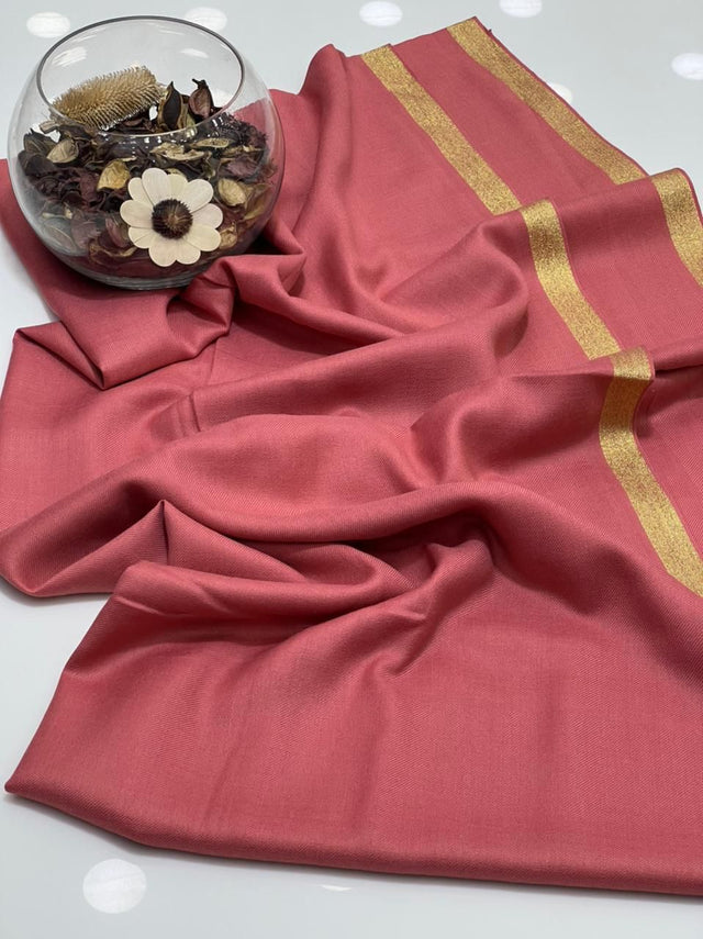 Pure Pashmina With Zari Border Shawl. KS1123461