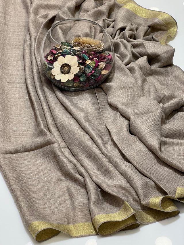 Pure Pashmina With Zari Border Shawl. KS1123461