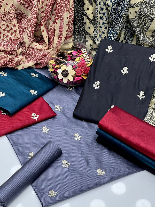Shamoze Silk Rang Jaa Style With Mirror & Pearls Work Stitched KS1123485
