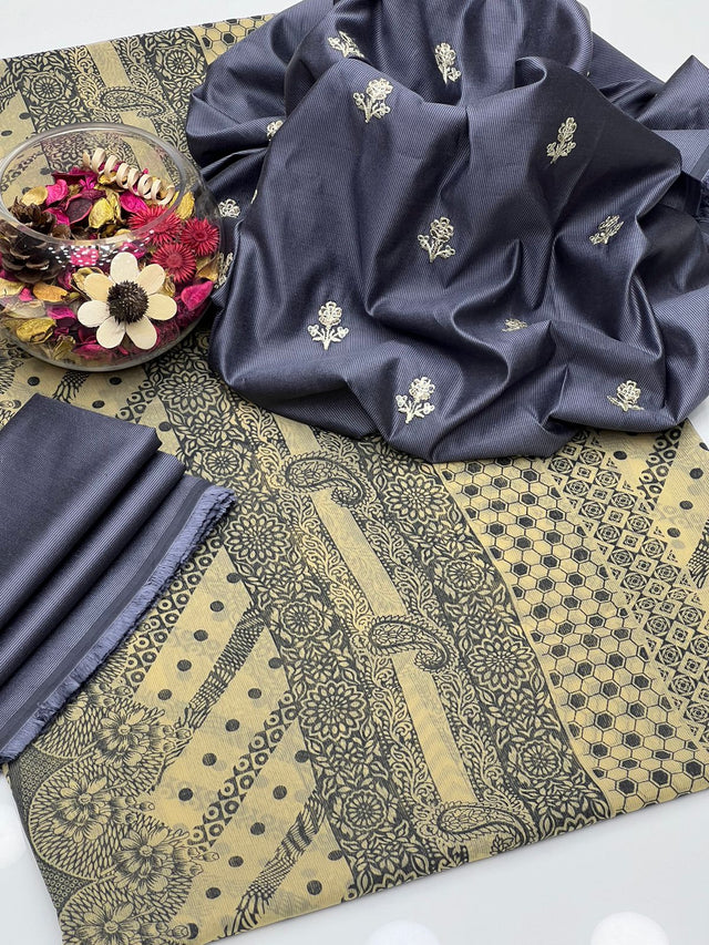 Shamoze Silk Rang Jaa Style With Mirror & Pearls Work Stitched KS1123485