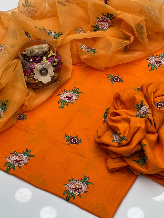 Indian Raw Silk Multi Embroided Bunches KS1023407