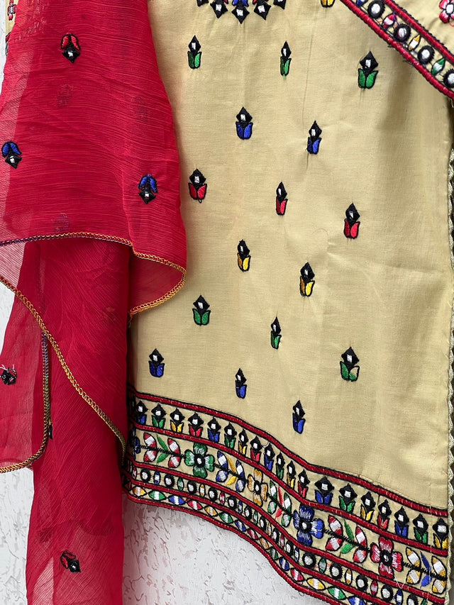 Cotton Aari Embroided Gala Border  Stitched KS1223575