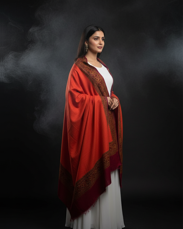 Pashmina Wool With Jamawar Moonlight Border Shawl KS1025480