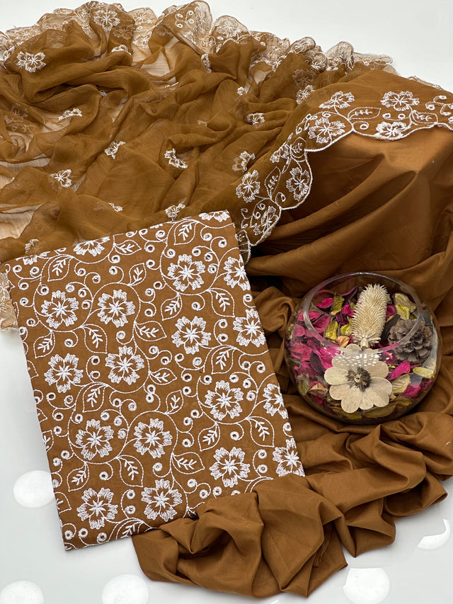 Soft Cotton Lawn Boring Chiken Embroidery Dress KS0524239