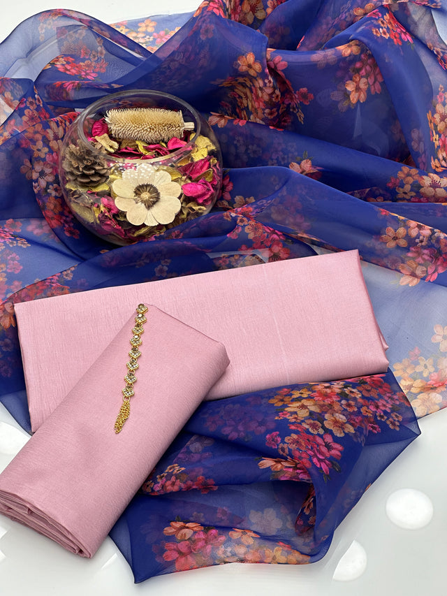 Kathan Silk With Organza Floral KS1023444