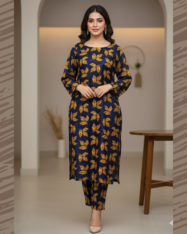 Korean Velvet Digital Print 2Pcs Dress KS0925460
