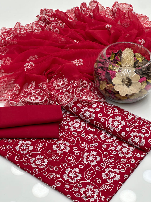 Soft Cotton Lawn Boring Chiken Embroidery Dress KS0524239