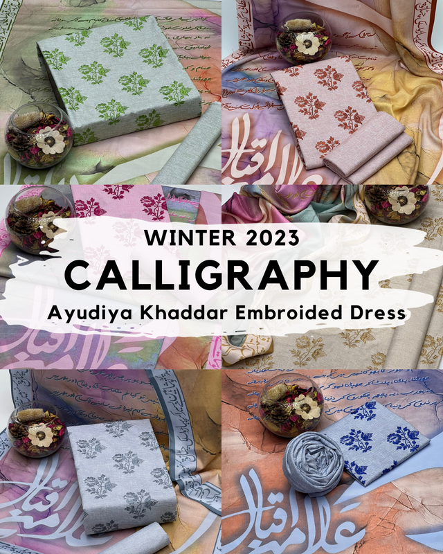 Ayudia Khaddar Calligraphy Dress KS1023418