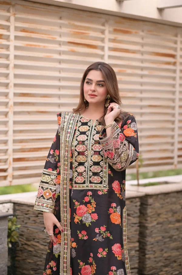 white christmas dresses Embroidered Shamoz Silk Suit Ready to Wear Collection main image 1