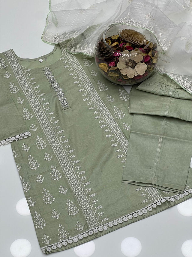 Cotton Aari Embroided Gala Border Stitched KS0324168
