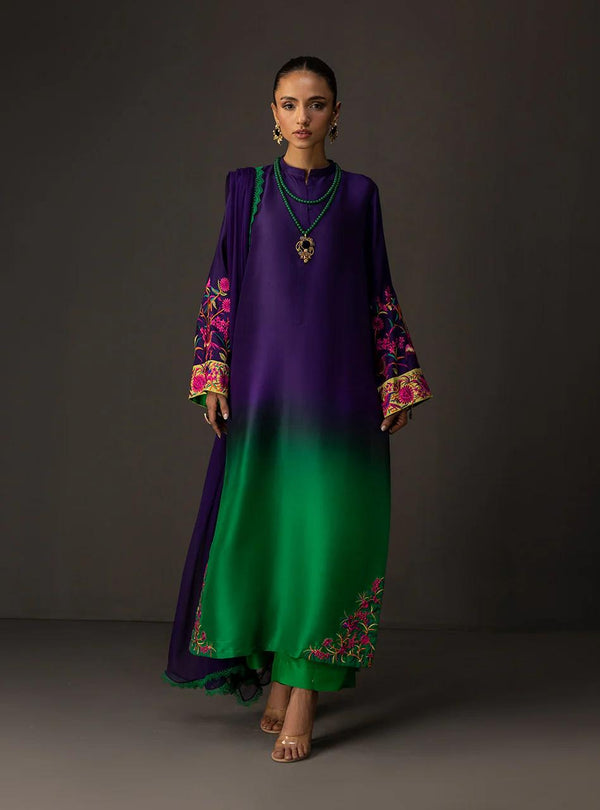 Shamoze Silk Gala Border & Simple 2 Tone Tye N Dye KS01325149A