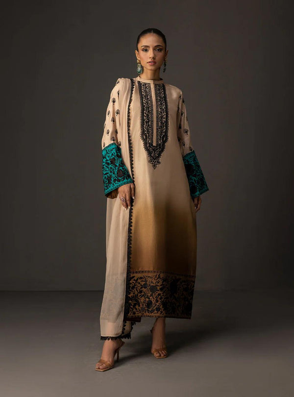 Shamoze Silk Gala Border & Simple 2 Tone Tye N Dye KS01325149B