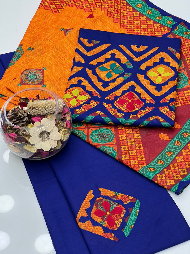 Cambric Cotton Handmade Indian Arkandi Applick Work KS0424198