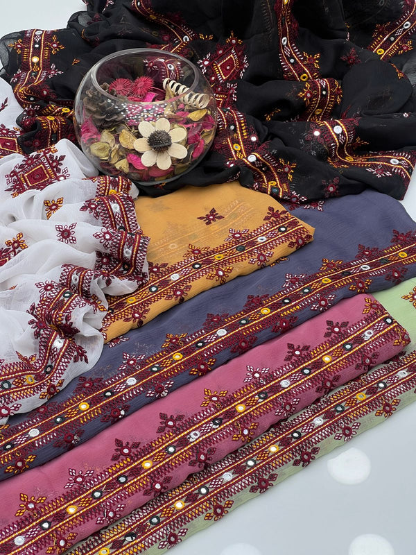 Crinkle Chiffon Terdesitionl Computer  Blochi Embroidery Chadar KS0425200