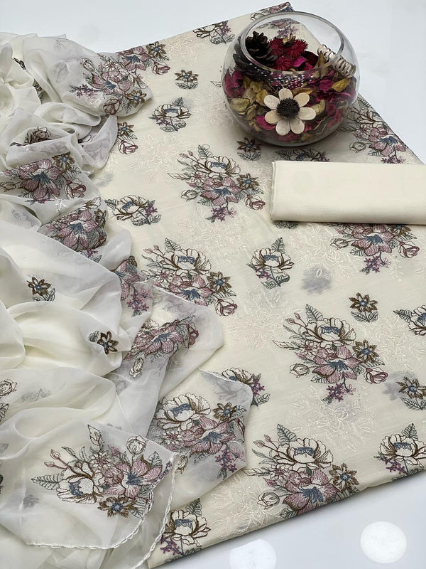 Pure Swiss Slub Lawn Bareeza Embroidery 3Pc Dress KS0425203