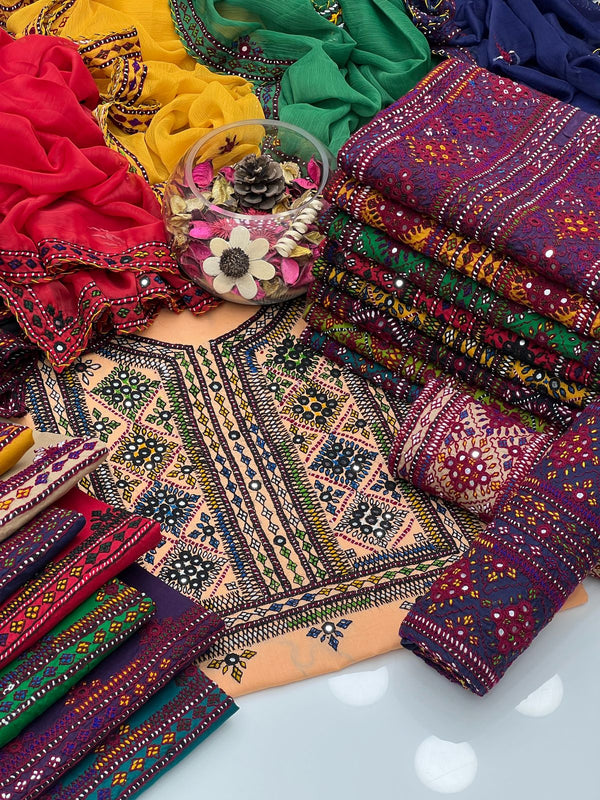 Soft Cotton Lawn Handmade Balouchi Gala 3 Pcs Dress KS0425214