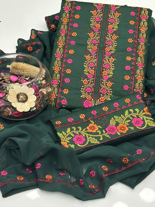 Soft Cotton Lawn Multi Pakka Embroidery Gala Daman Kurta Style KS0623217
