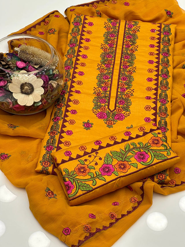 Soft Cotton Lawn Multi Pakka Embroidery Gala Daman Kurta Style KS0623217