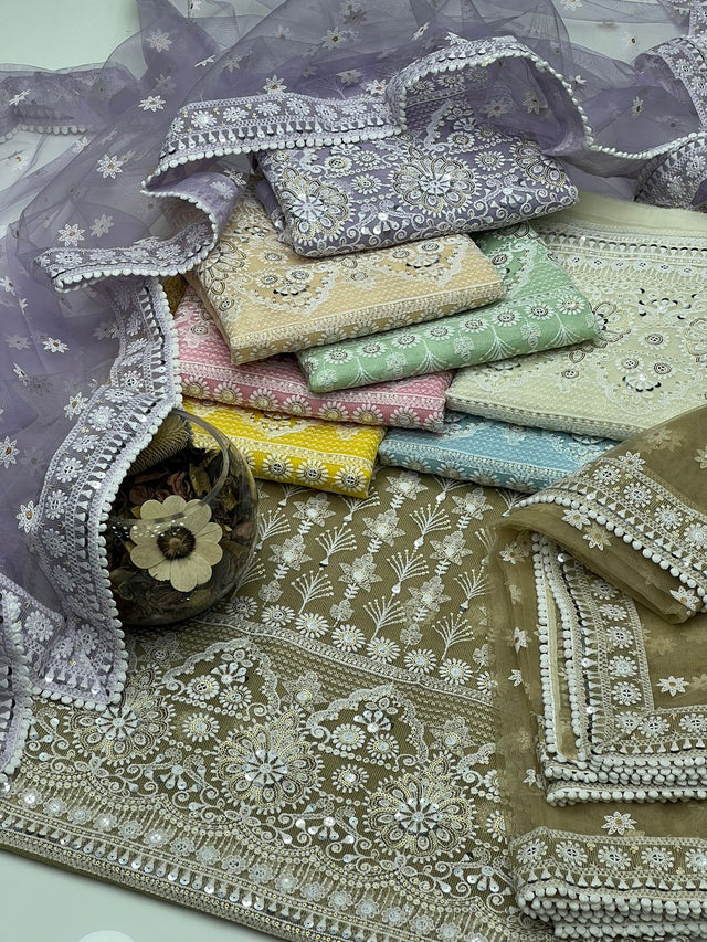 Indian Chikankari Bareeze Embroidery Khaadi Cotton KS0623231