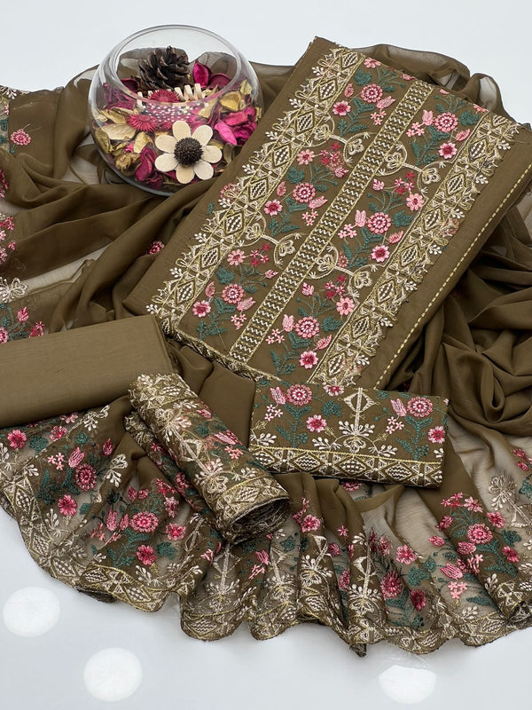 Slub Lawn Shirt With Gala Border 3 Pcs Dress KS0525233