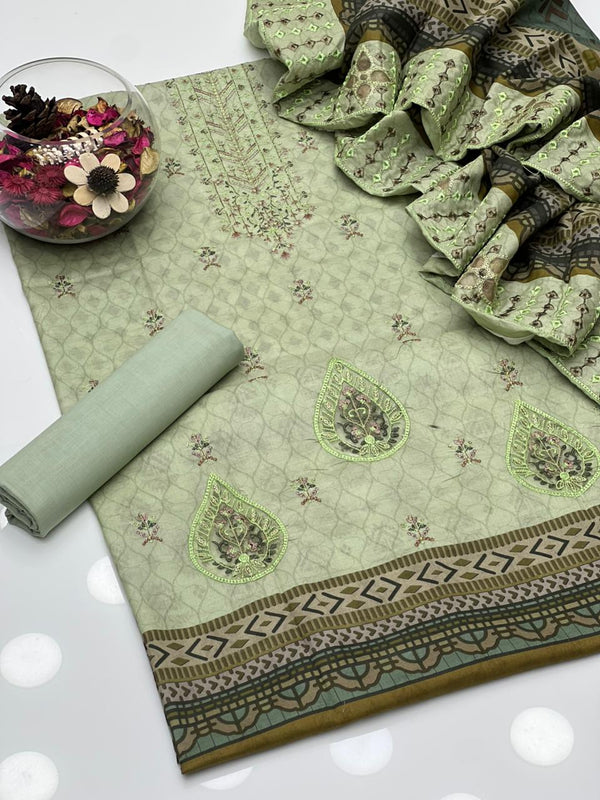 Pure Lawn Fancy Style Embroidery With Digital Print 3 Pcs Dress KS0525240
