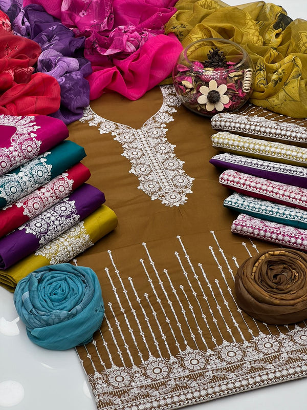Soft Cotton Embroided Gala Border 3Pc Dress KS0625300