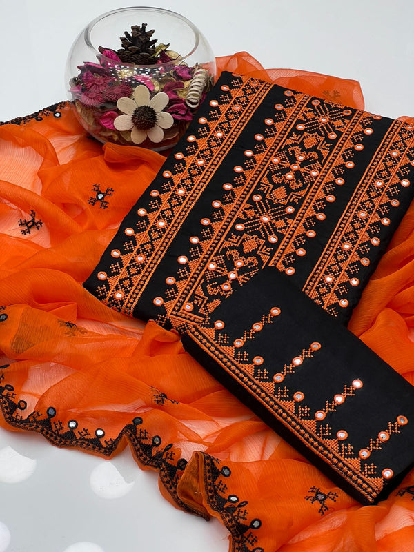 Soft Cotton Cross-stitch Plastic Mirror Front Work Embroided 3Pcs Dress KS0725333