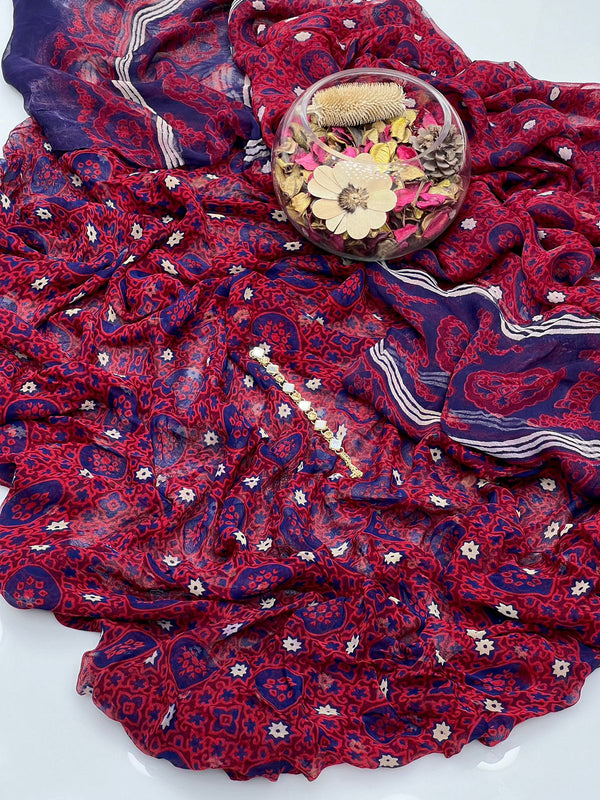 Chiffon Ajrak Print KS0724338