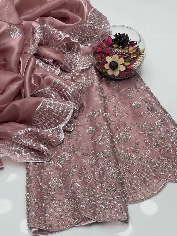 Sheesha Silk Fancy Sequence Pearls Mooti Beats Heavy Work 2Pcs Dress KS0725348