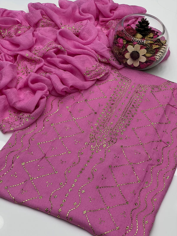 Chiffon Handmade Mukesh Gala & Kaliyan Style 2Pcs Dress KS0825362