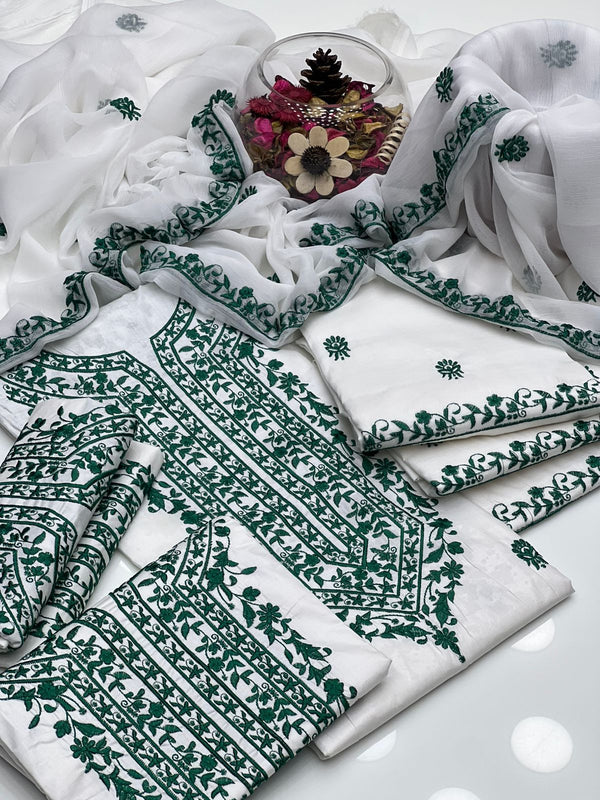 Soft Cotton Embroided Gala Border 3Pcs Dress KS0825363